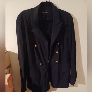 Lane Bryant Black Gold Button Stretch Blazer